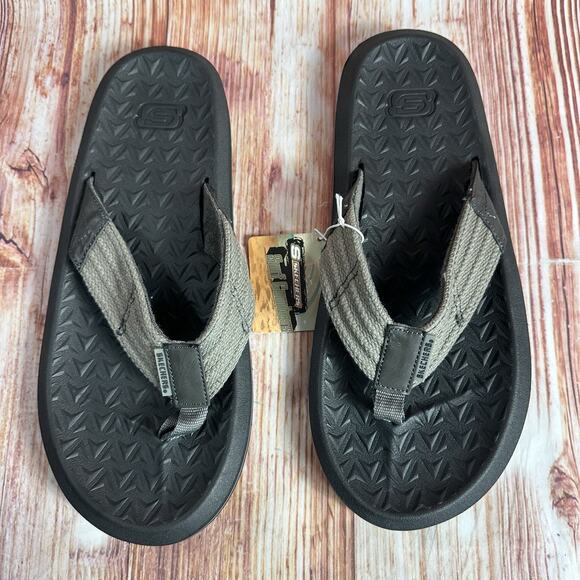 Skechers Surf Combers Mens Size 11 Gray Sandals Thong Flip Flops Open Toe Shoes - Picture 3 of 10